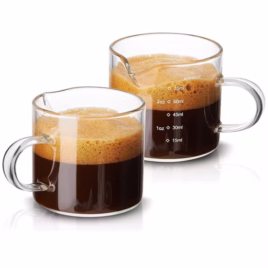 Mode Heißer Verkauf Neue Espresso Milch Doppel Ausgießer Klar Glas Tasse