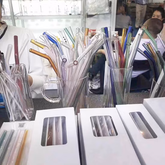 Transparenter Glas-Strohhalm, hitzebeständig, Hochtemperatur-Strohhalm